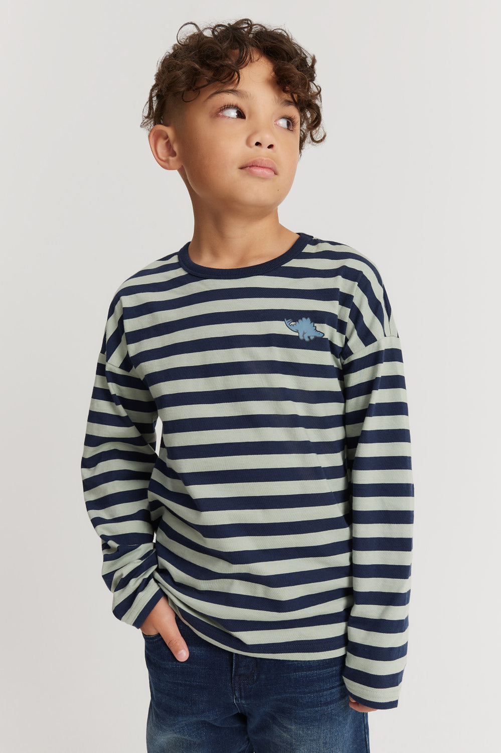 Organically Grown Cotton Stripe Dino T-Shirt