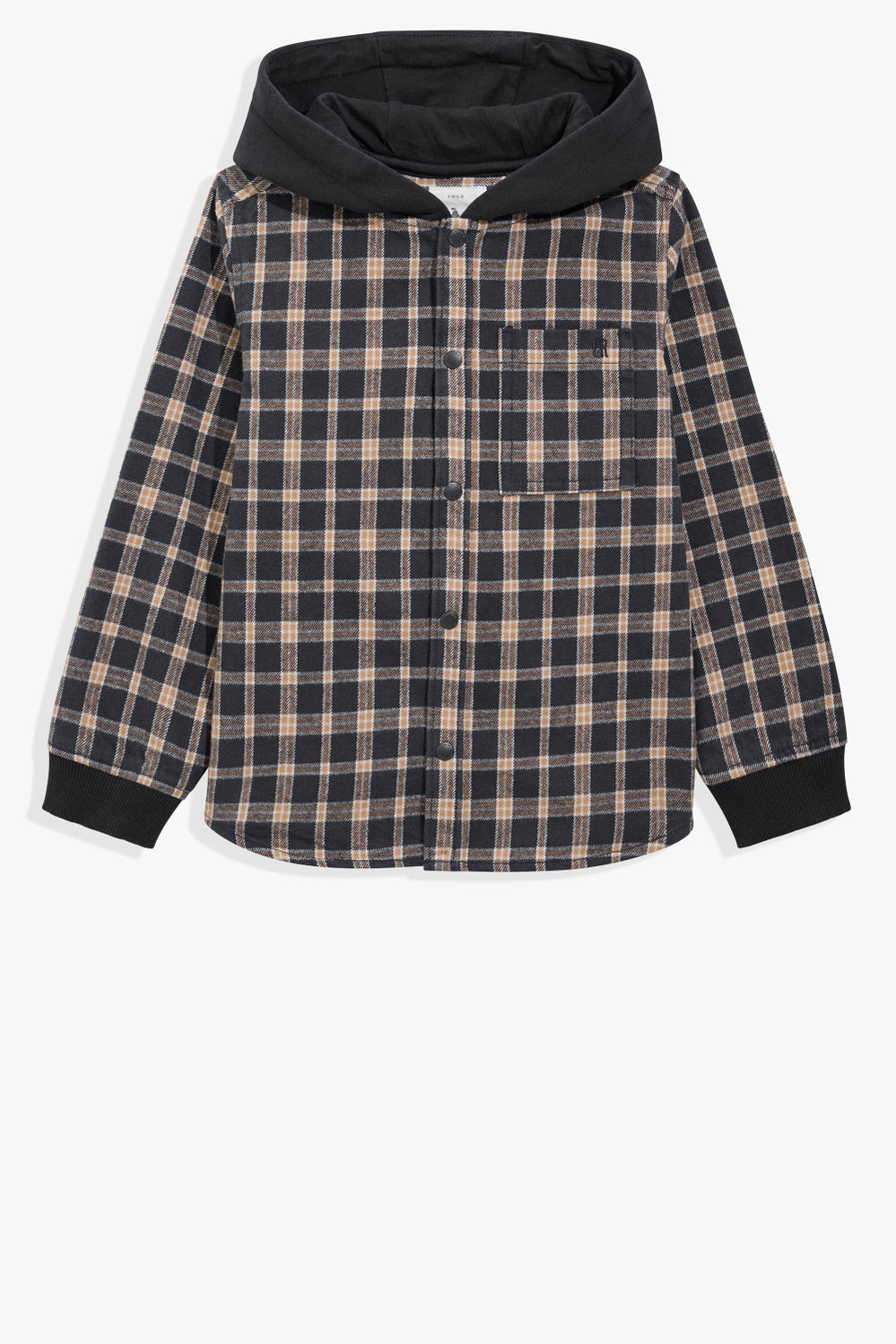 Cotton Check Hooded Shirt