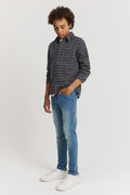 Teen Cotton Check Hooded Shirt