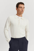 Cotton Silk Stripe Long Sleeve Polo