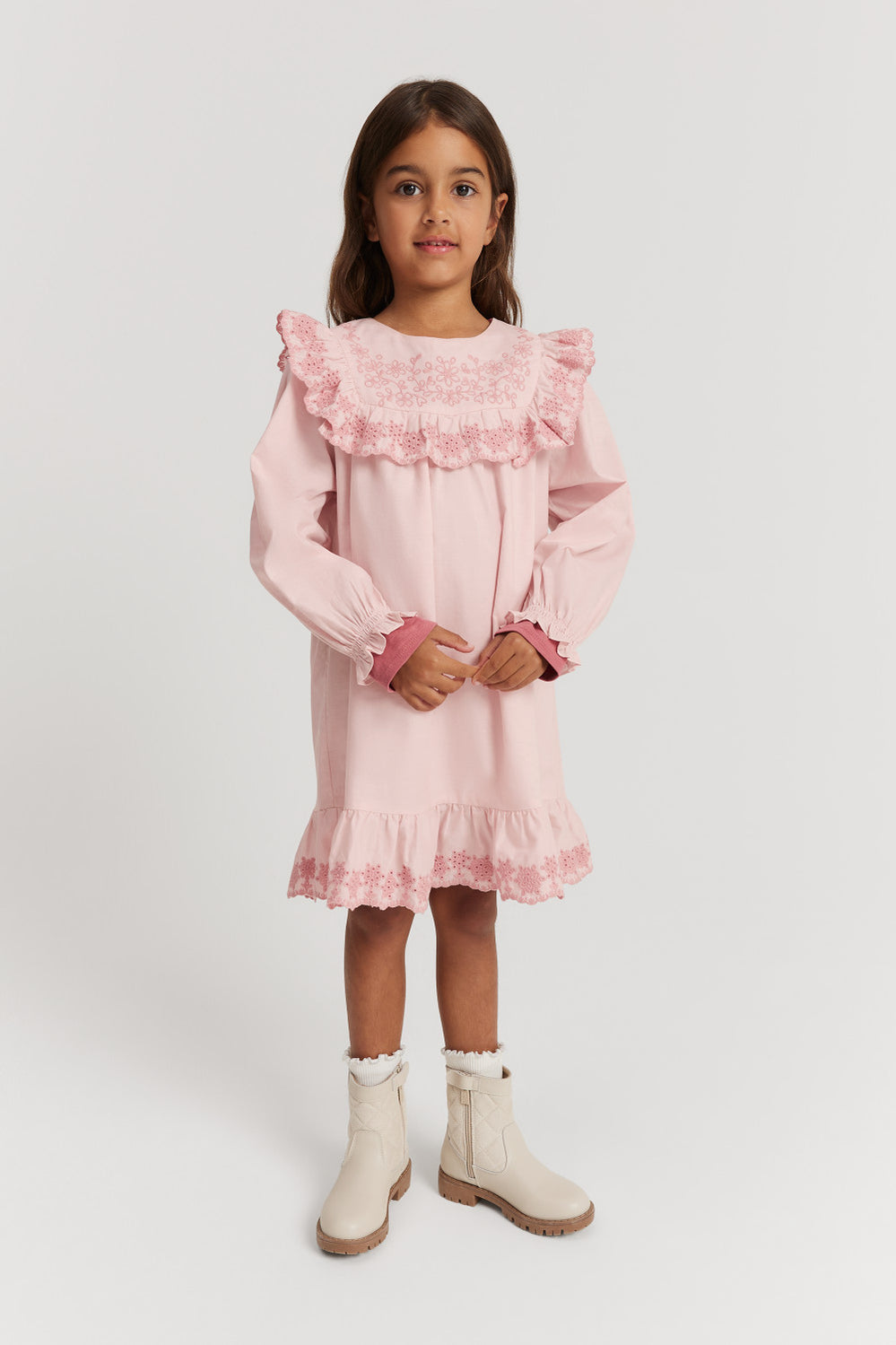 Cotton Embroidered Frill Dress