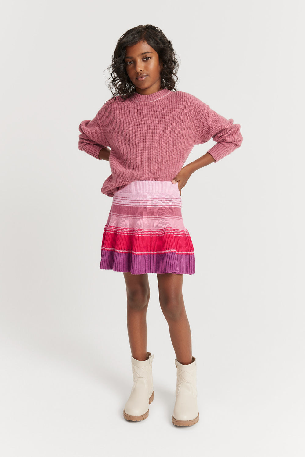 Organically Grown Cotton Stripe Knit Skirt