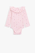 Cotton Frill Rib Long Sleeve Bodysuit