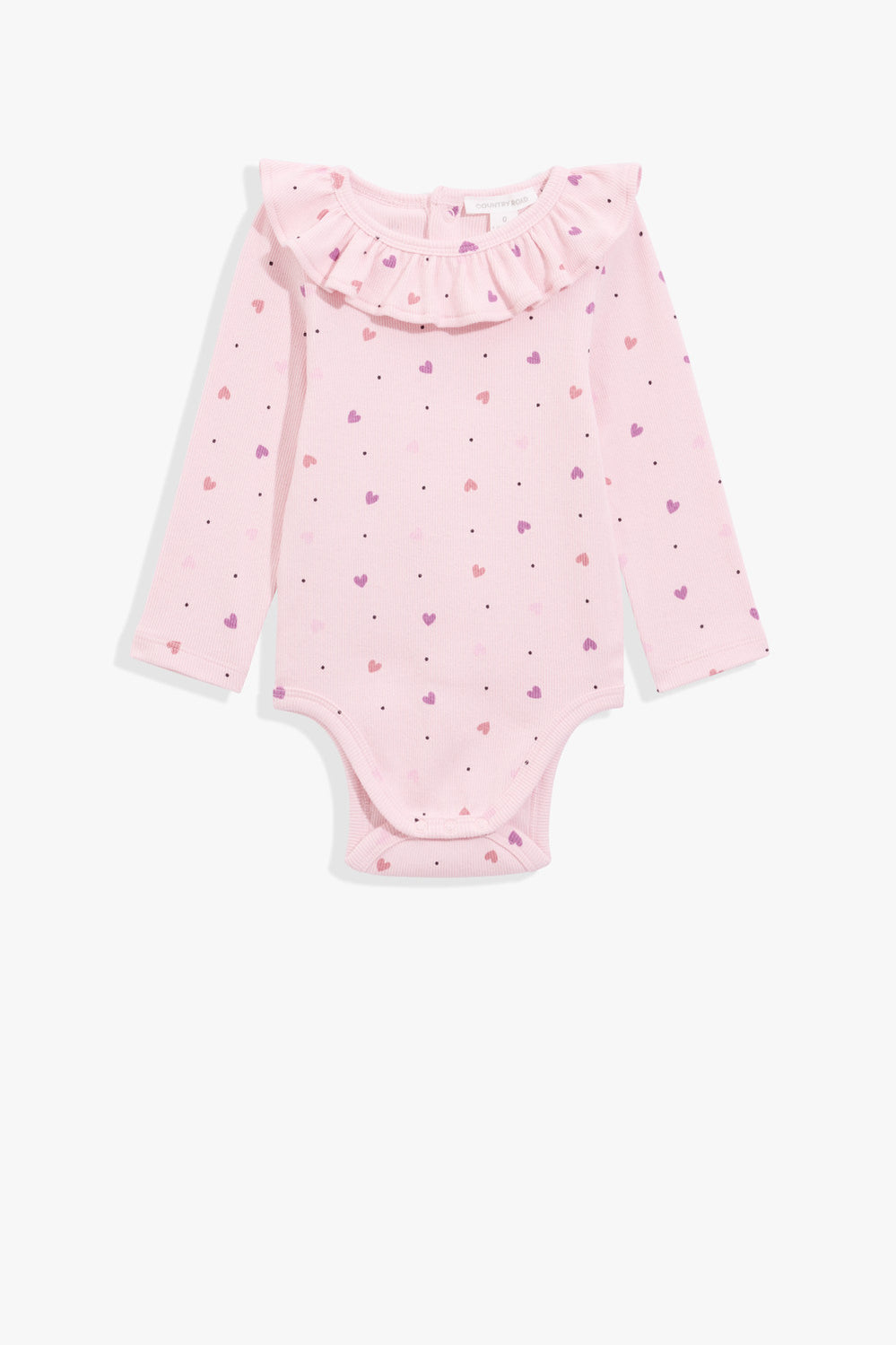Cotton Frill Rib Long Sleeve Bodysuit