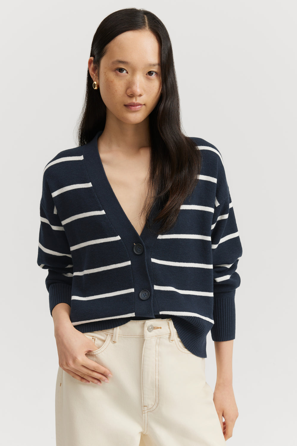 Cotton Linen Stripe Cardigan
