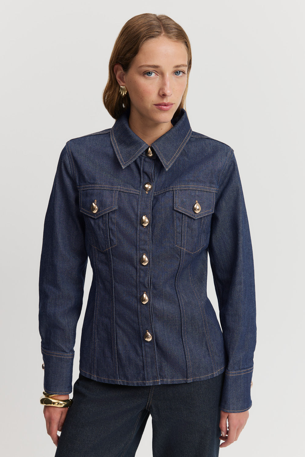 Panelled Denim Blouse