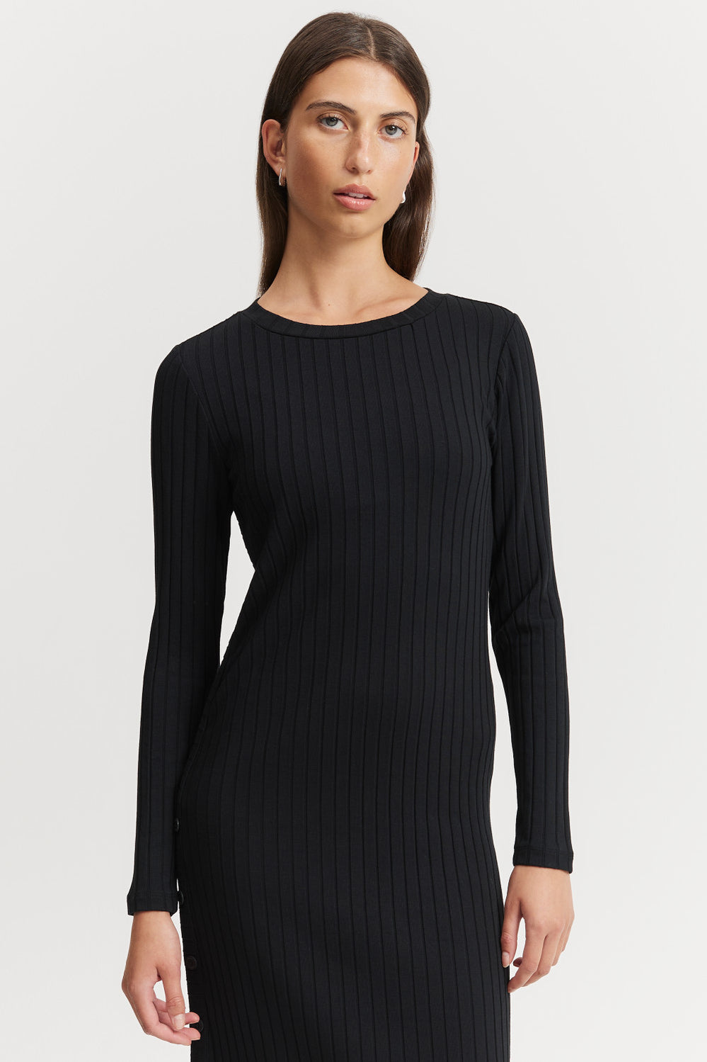 Button Detail Rib Dress
