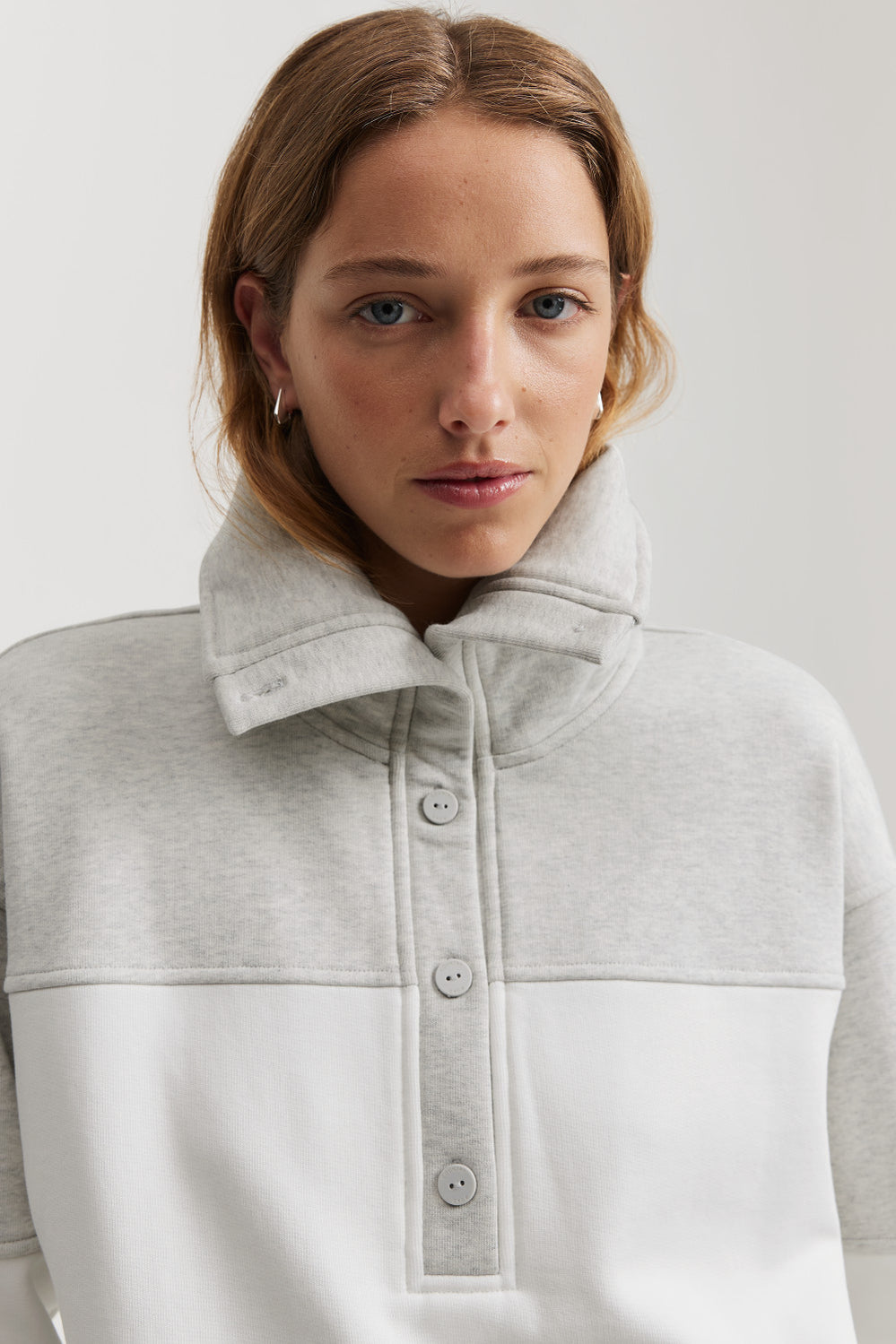 Cotton Panel Detail Polo Sweat