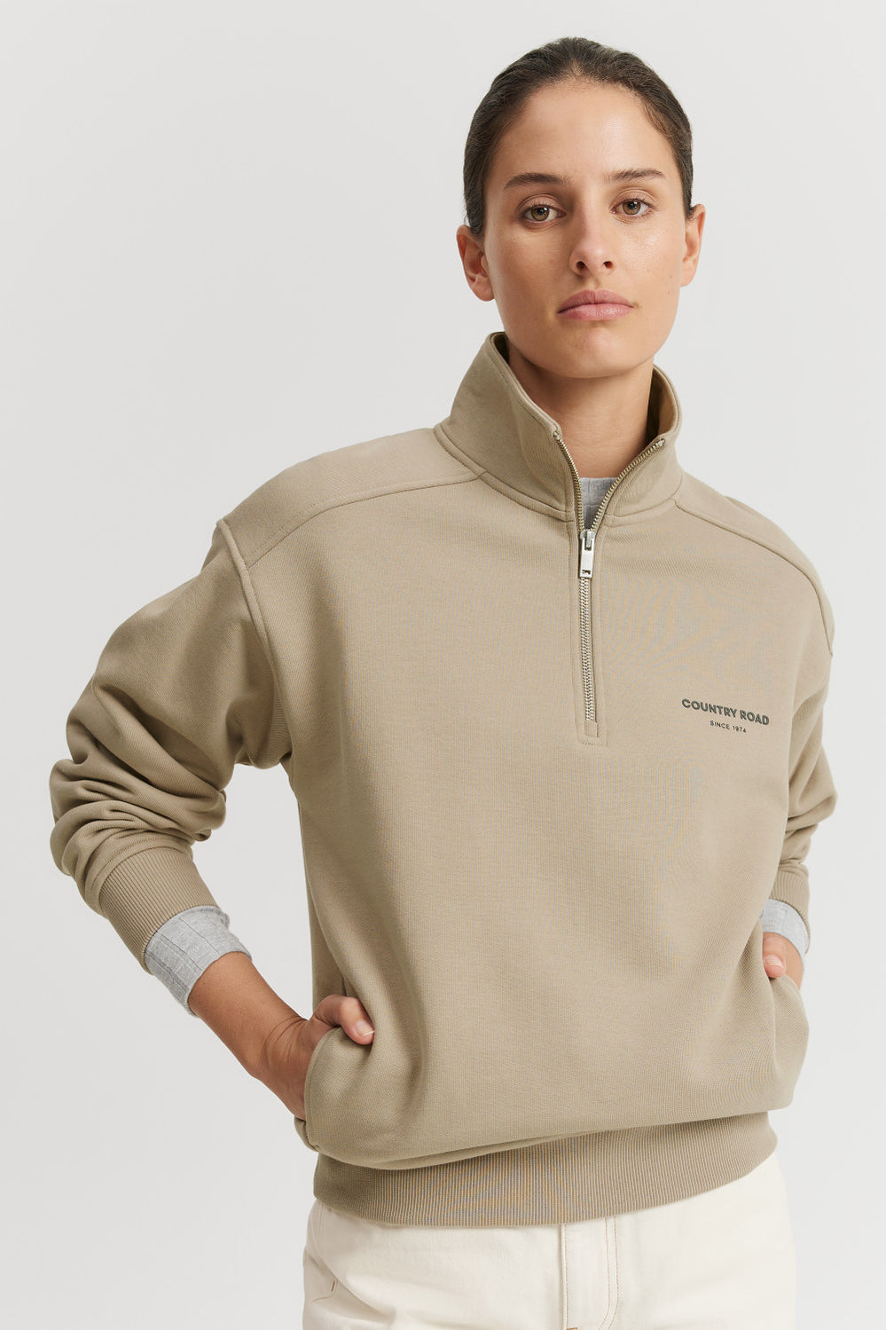 Australian Cotton Zip Neck Sweat
