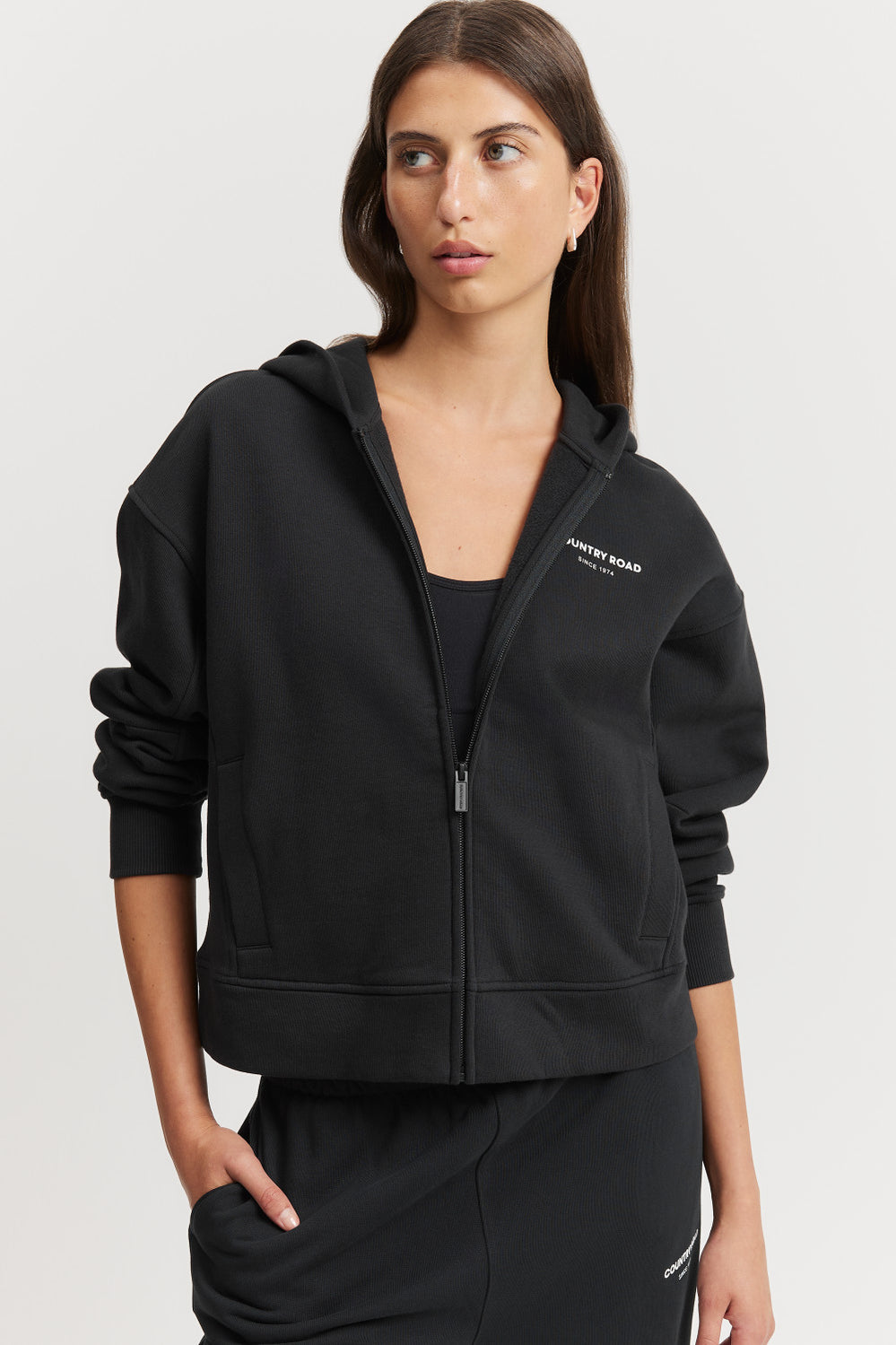 Cotton Crop Zip Hooded Sweat