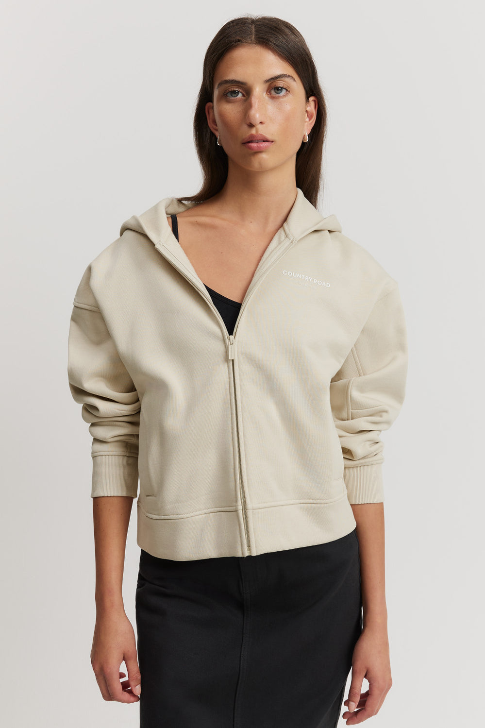 Cotton Crop Zip Hooded Sweat