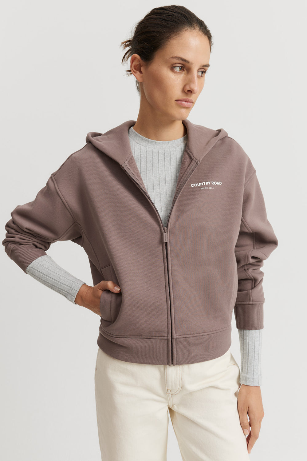 Cotton Crop Zip Hooded Sweat