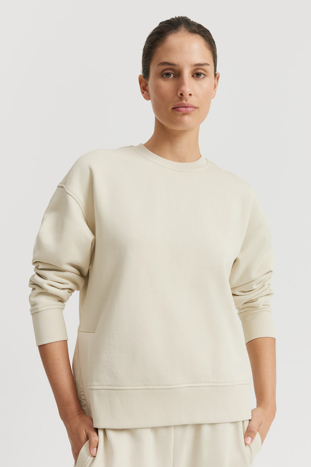 Cotton Split Hem Crew Sweat