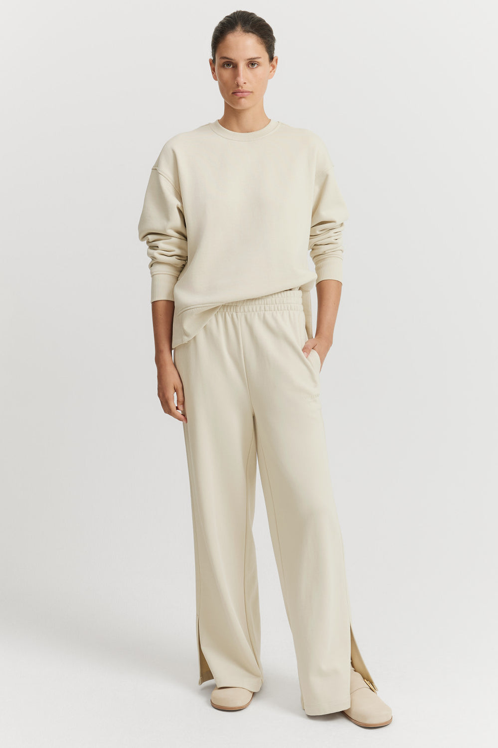Cotton Wide Leg Track Pant