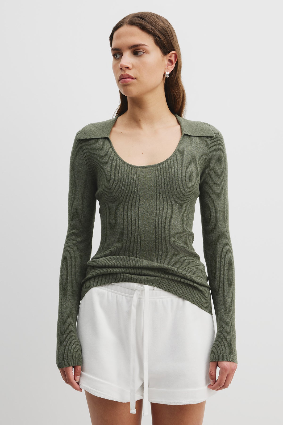Merino Wool Silk Collared Knit