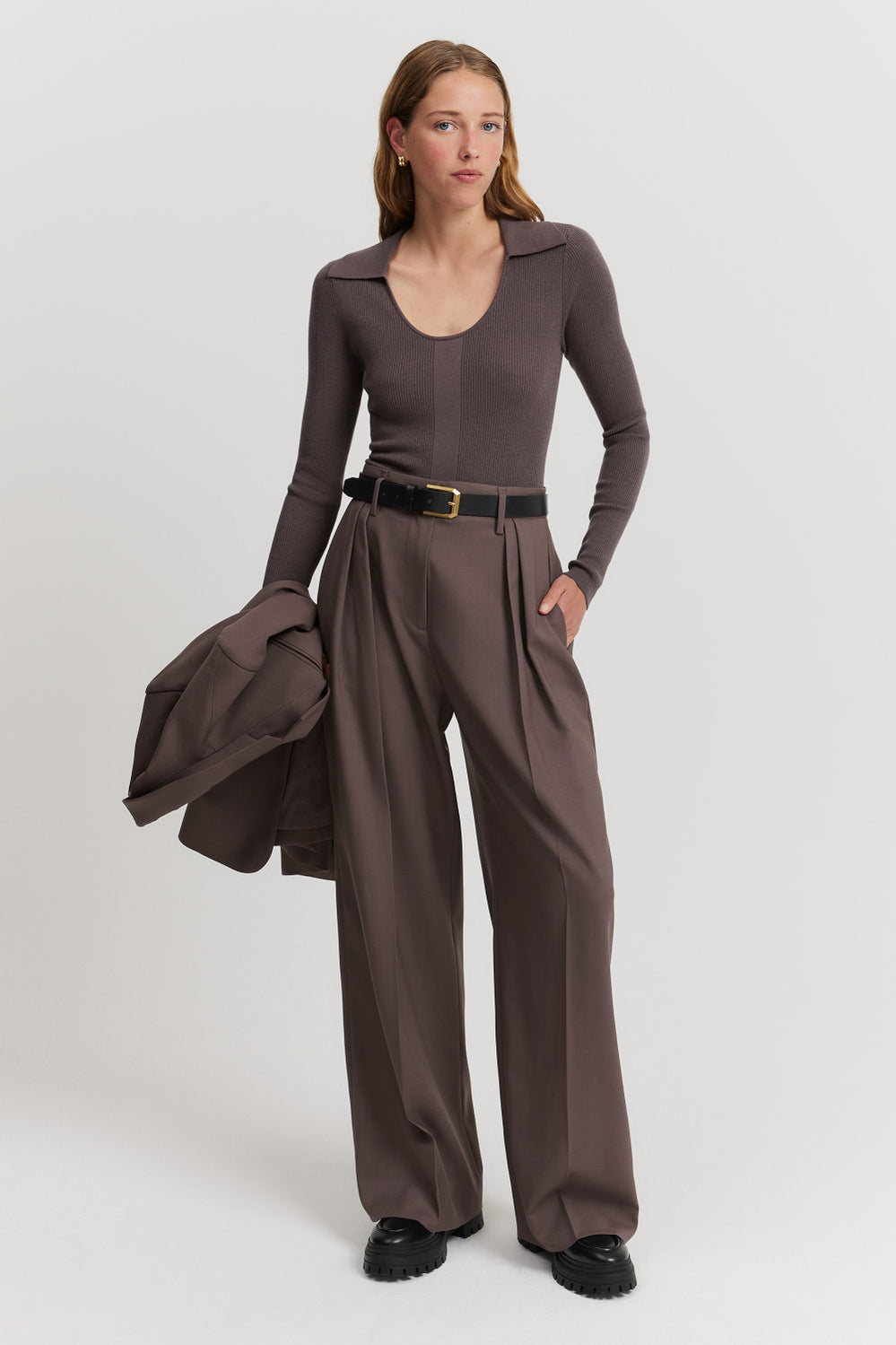Merino Wool Silk Collared Knit