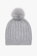 Cotton Blend Pom Pom Rib Beanie