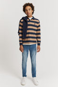 Teen Cotton Blend Block Stripe Rugby