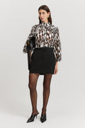 Print Pintuck Detail Blouse