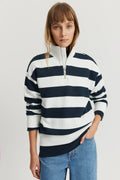 Australian Cotton Stripe Zip Collar Sweat