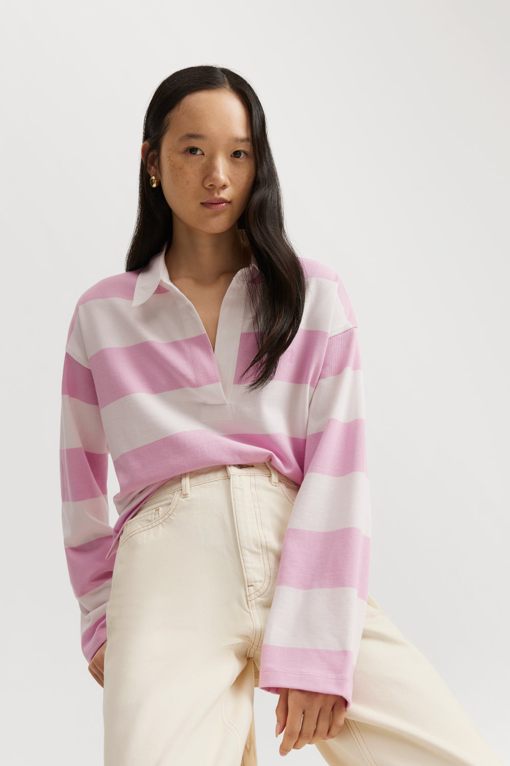 Cotton Stripe Long Sleeve Rugby Top