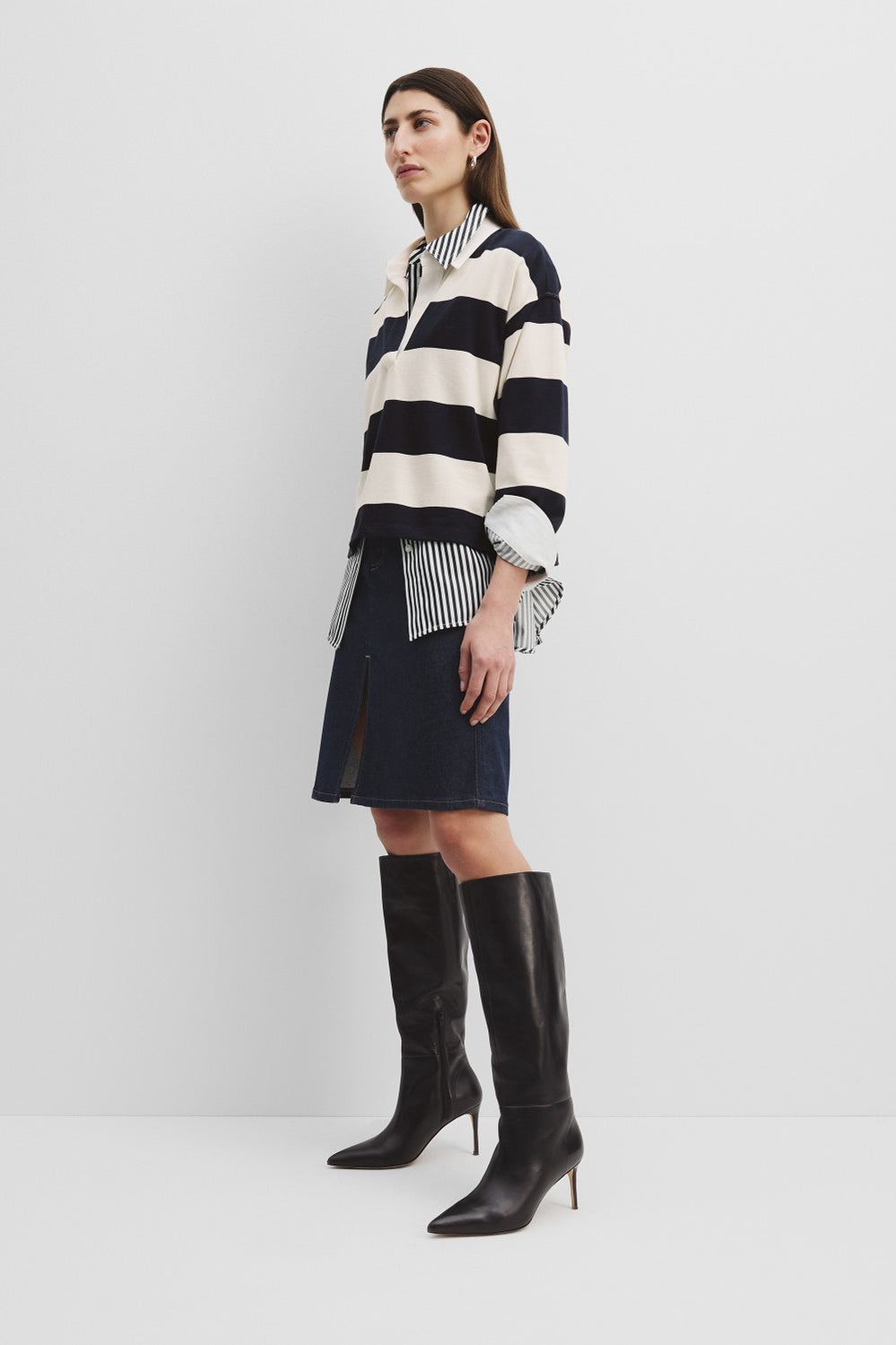 Cotton Stripe Long Sleeve Rugby Top