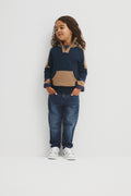 Organically Grown Cotton Spliced Half Zip Knit