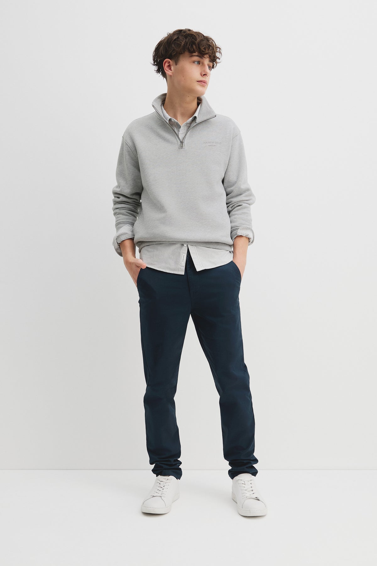 Teen Cotton Blend Modern Logo Half Zip Sweat