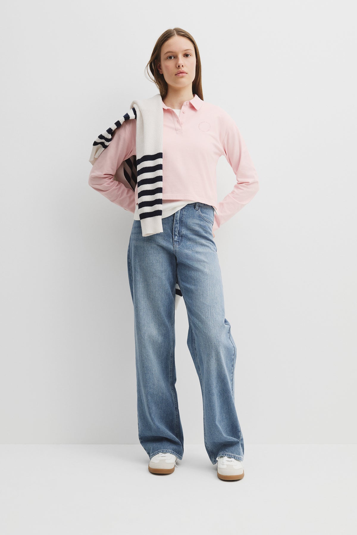 Teen Cotton Blend Crop Rugby Top