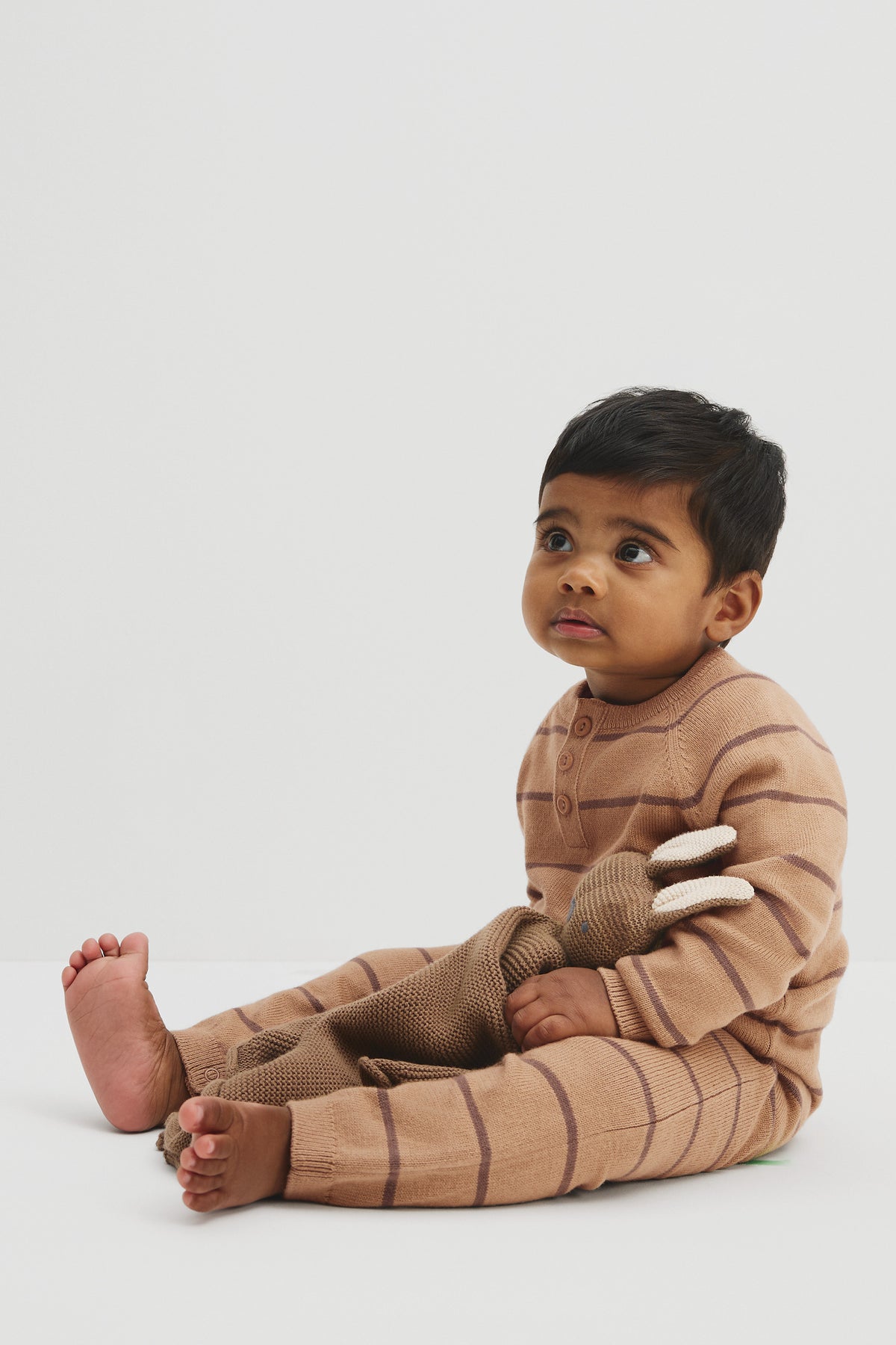 Cotton Stripe Knit Jumpsuit