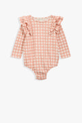 Organically Grown Cotton Gingham Long Sleeve Bodysuit
