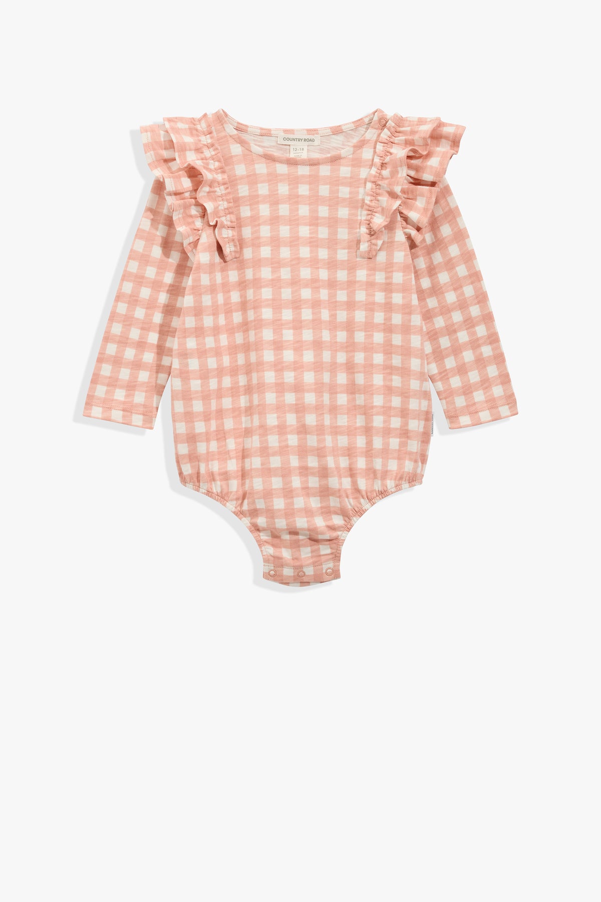Organically Grown Cotton Gingham Long Sleeve Bodysuit