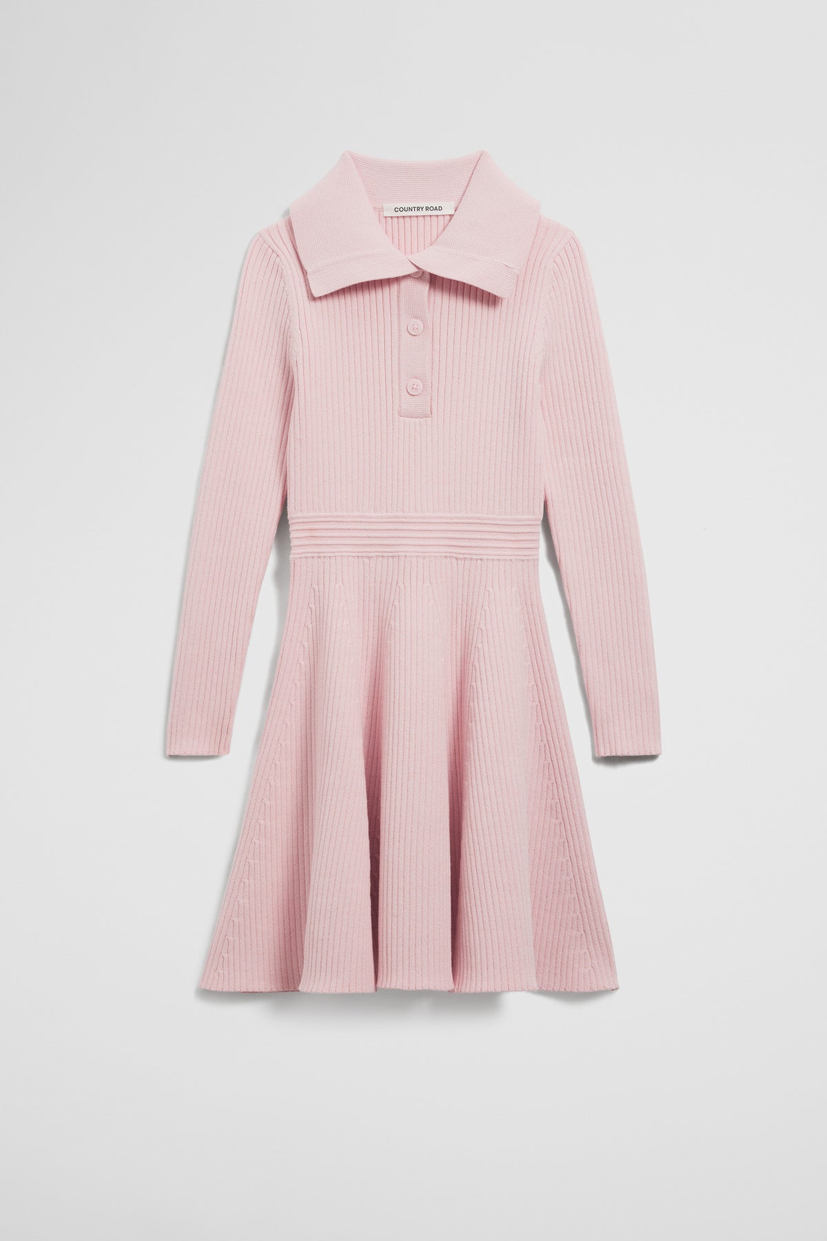 Organically Grown Cotton Blend Collared Knit Dress
