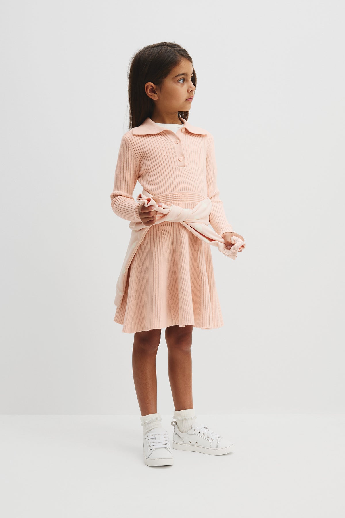 Organically Grown Cotton Blend Collared Knit Dress