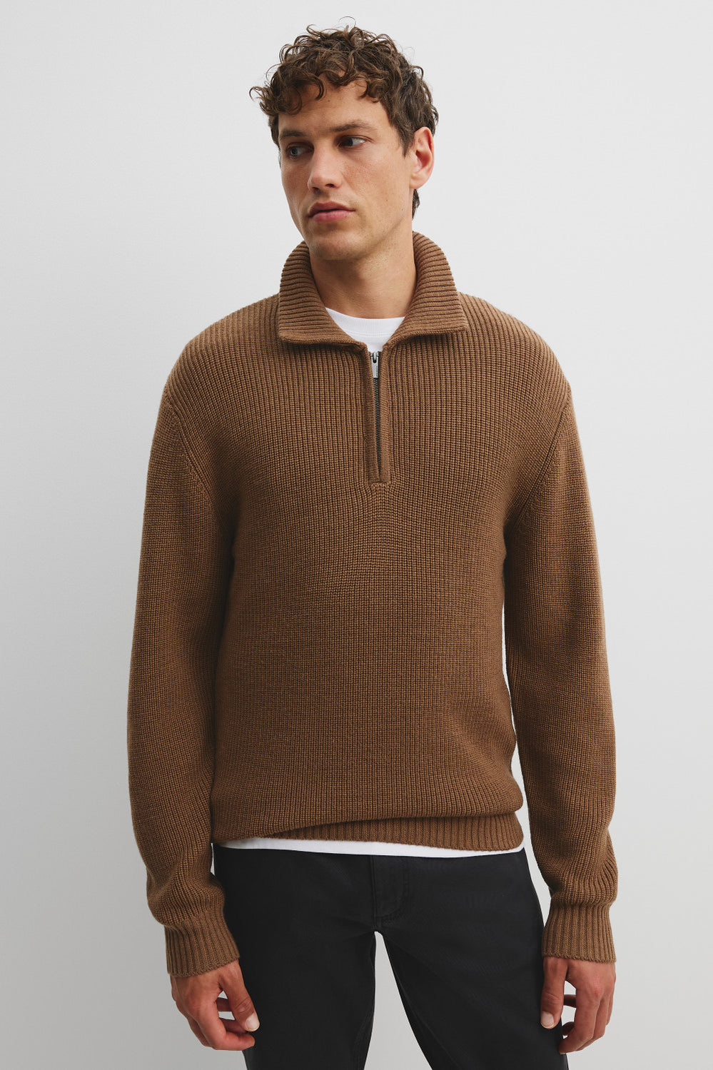 Wool Zip Collar Knit