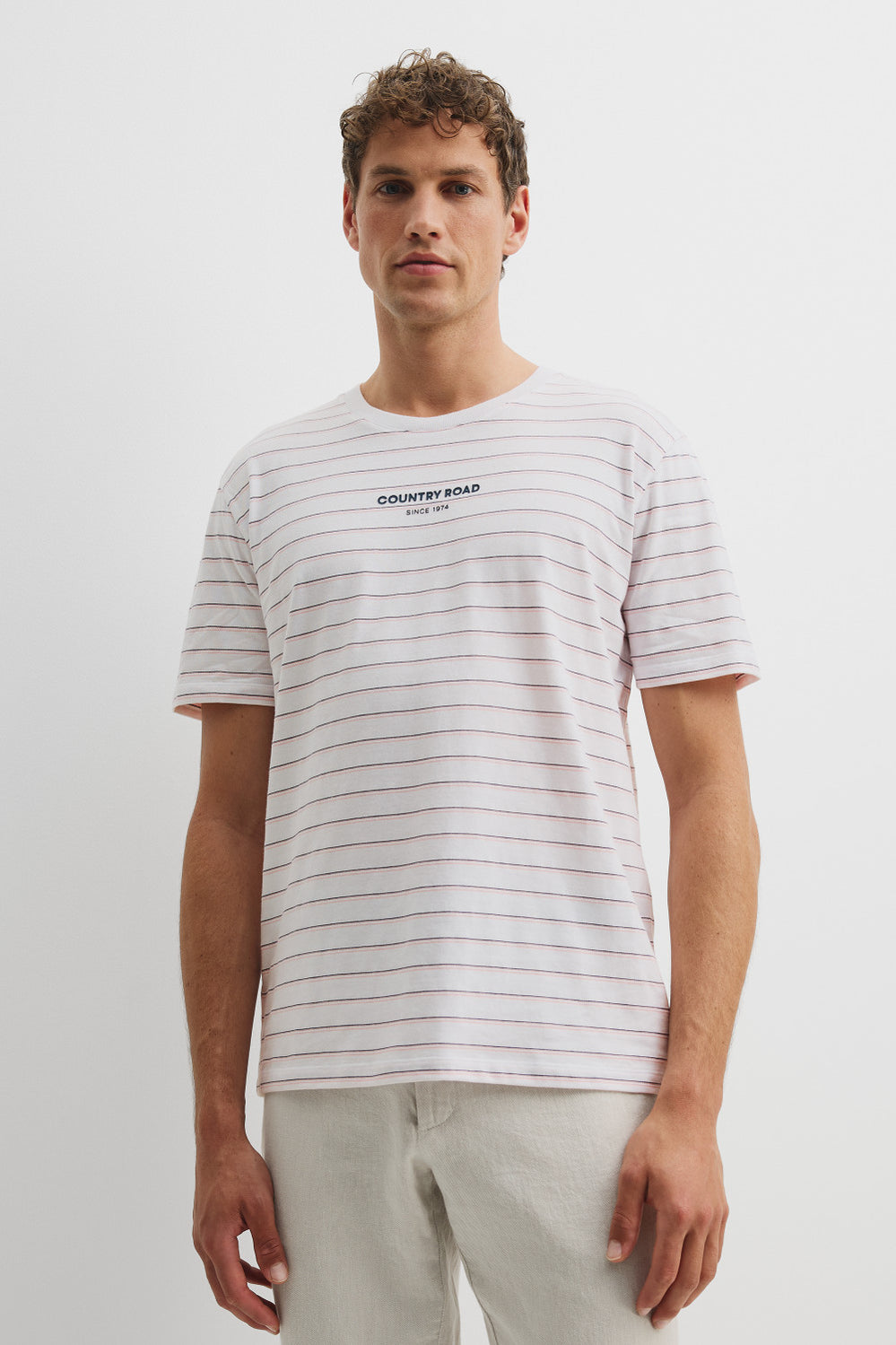 Australian Cotton Modern Logo Stripe T-Shirt