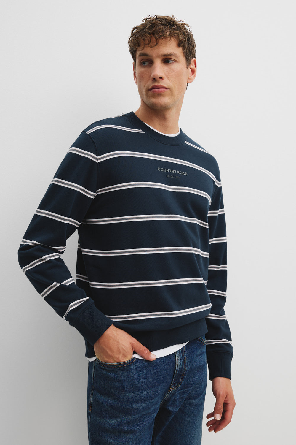 Australian Cotton Modern Logo Stripe Sweat