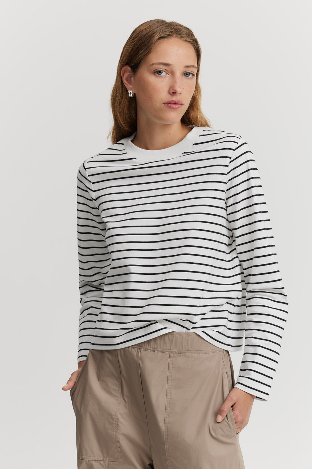 Cotton Stripe Slim Fit Long Sleeve T-Shirt