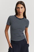 Cotton Stripe Crop Fitted T-Shirt