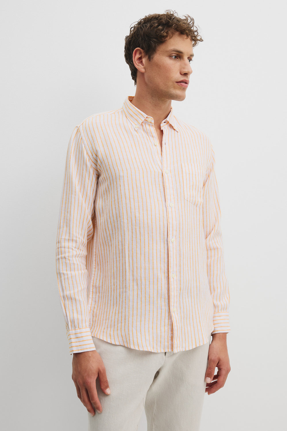 Regular Fit Linen Mini Stripe Shirt