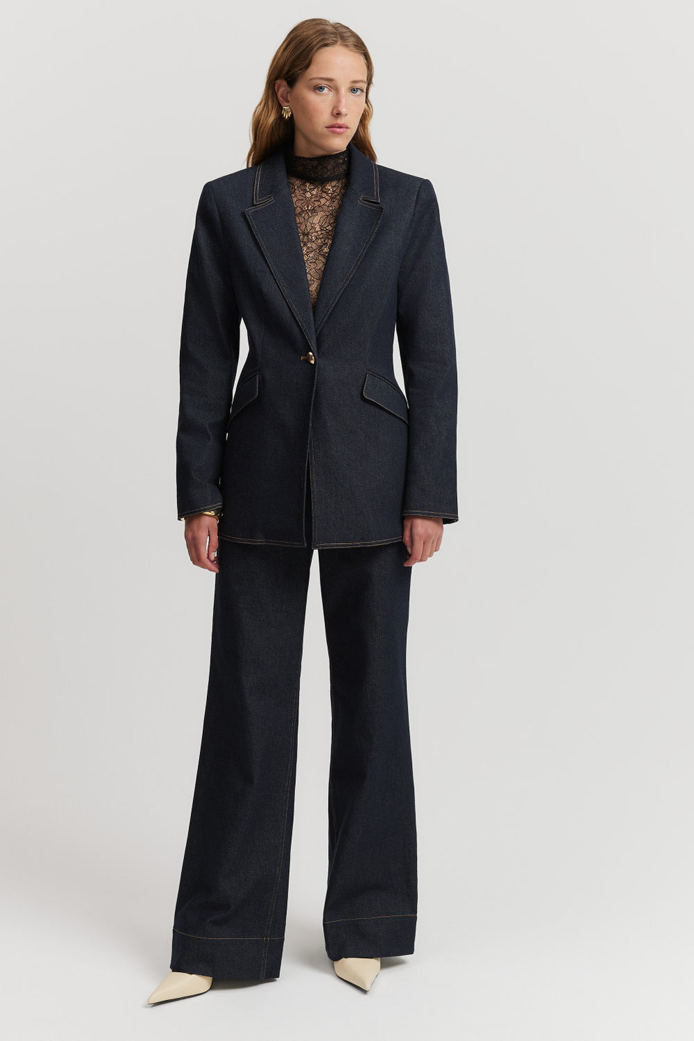 Cinched Denim Blazer