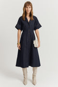 Button Front Denim Dress