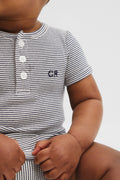 Organically Grown Cotton Stripe Rib Short Sleeve Bodysuit