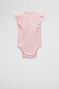 Organically Grown Cotton Rib Frill Bodysuit
