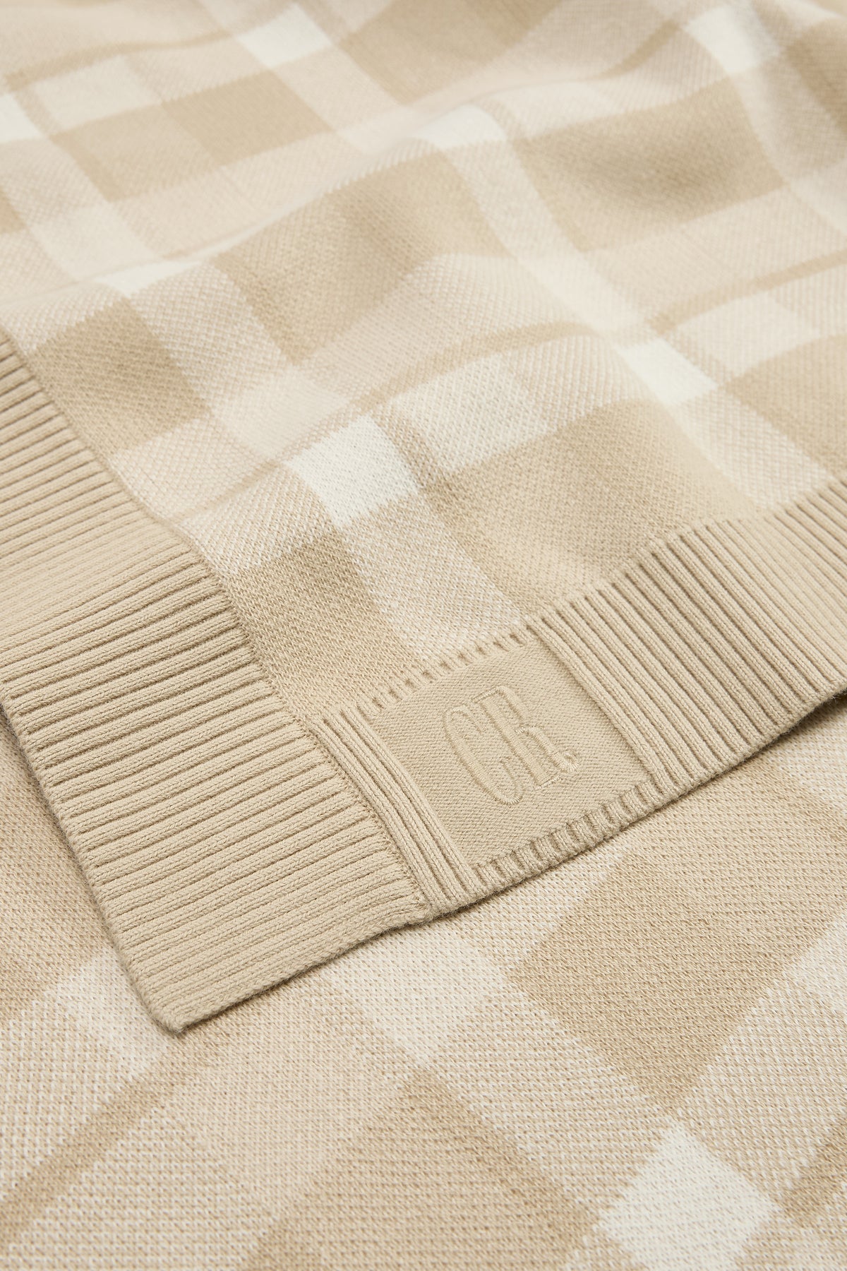 Organically Grown Cotton Check Knit Blanket