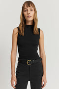 Australian Cotton Blend Mock Neck Rib Tank