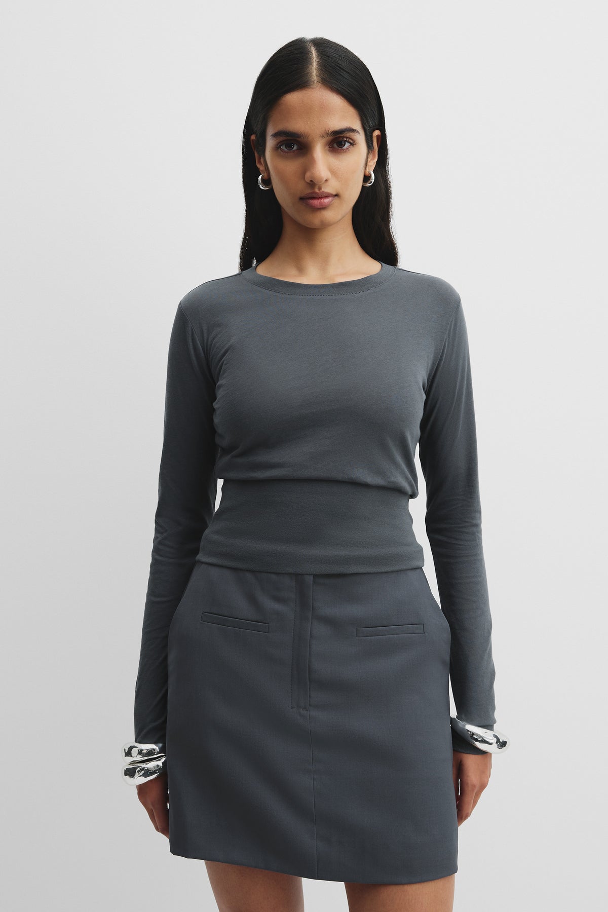 Cotton Long Sleeve Basque T-Shirt