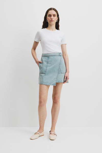 Denim Wrap Mini Skirt