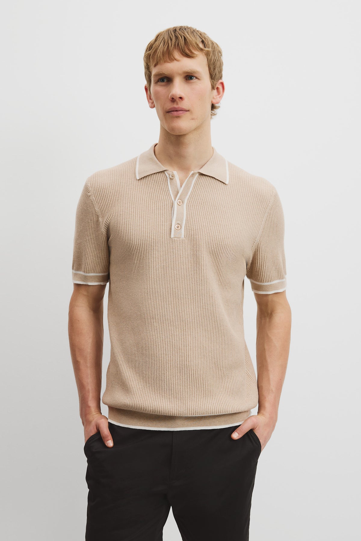 Cotton Blend Tipped Knit Polo