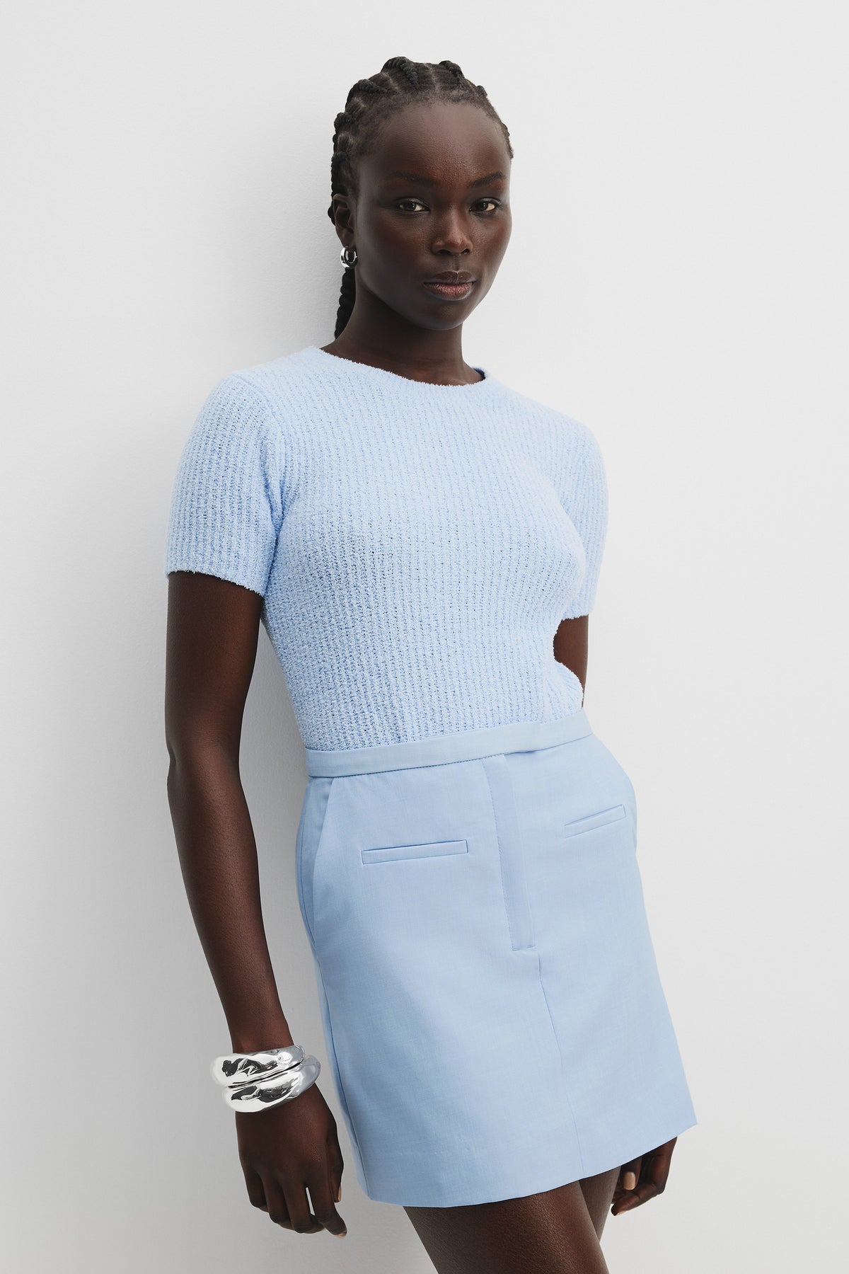 Cotton Boucle Knit T-Shirt